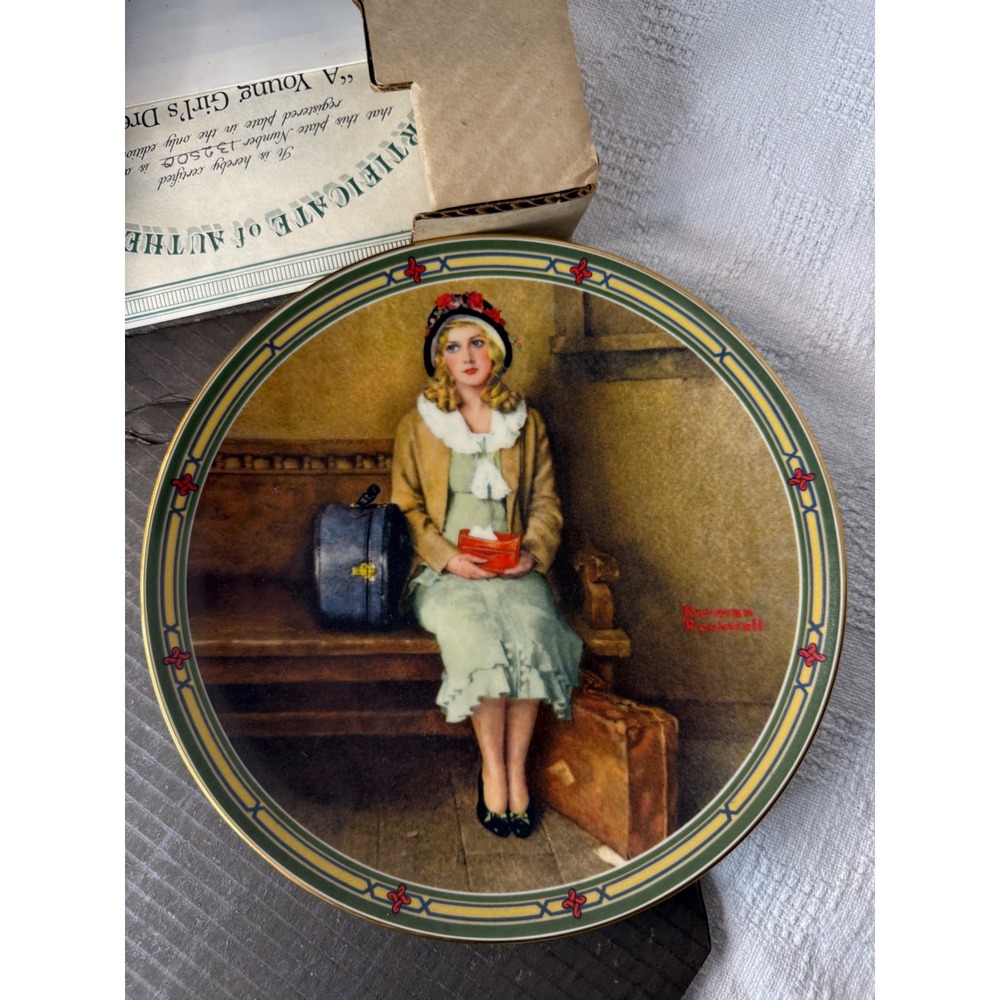 Knowles Norman Rockwell A Young Girls Dream Collector Plate 1985 First Issue COA